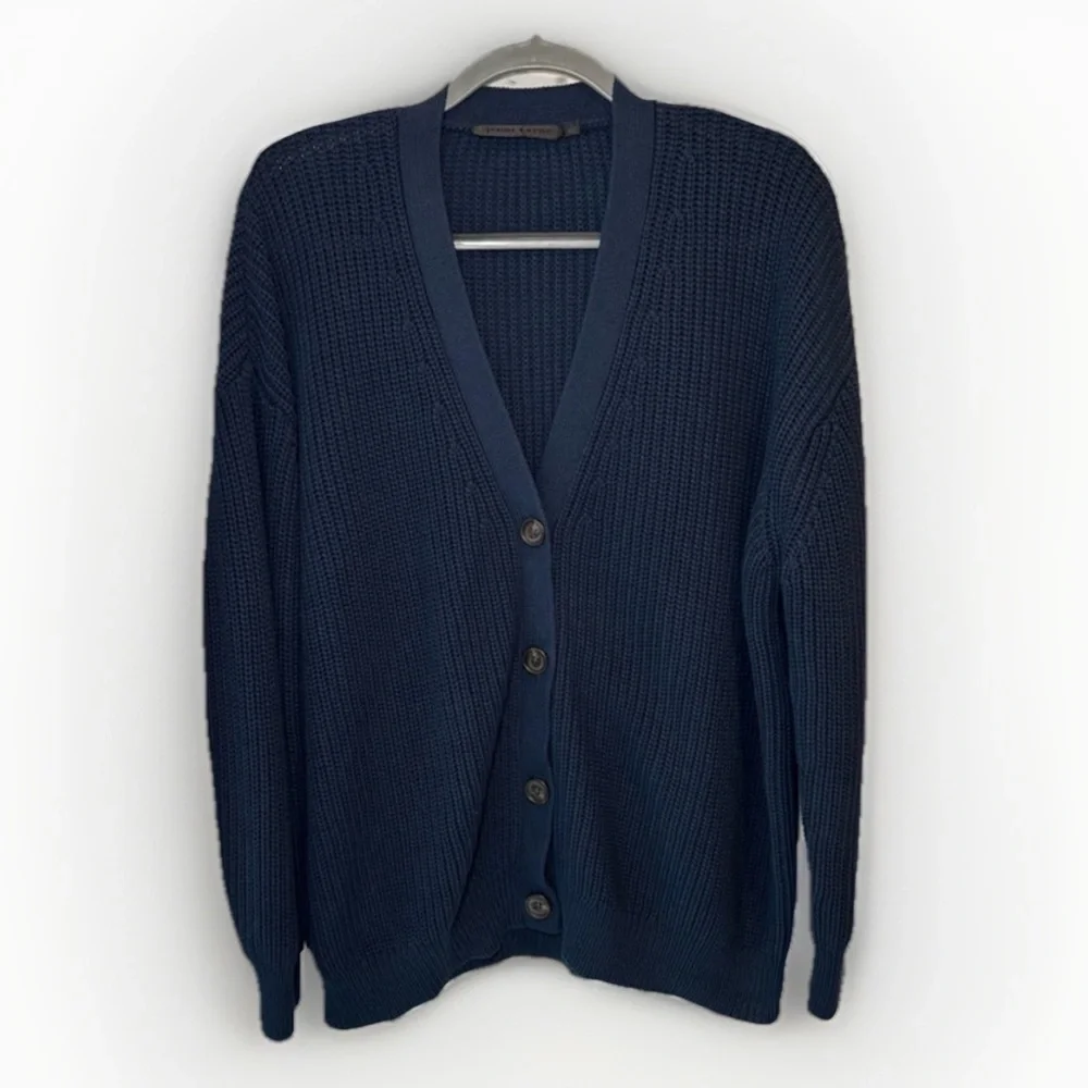 JENNI KAYNE Cotton Cocoon Cardigan - navy L
